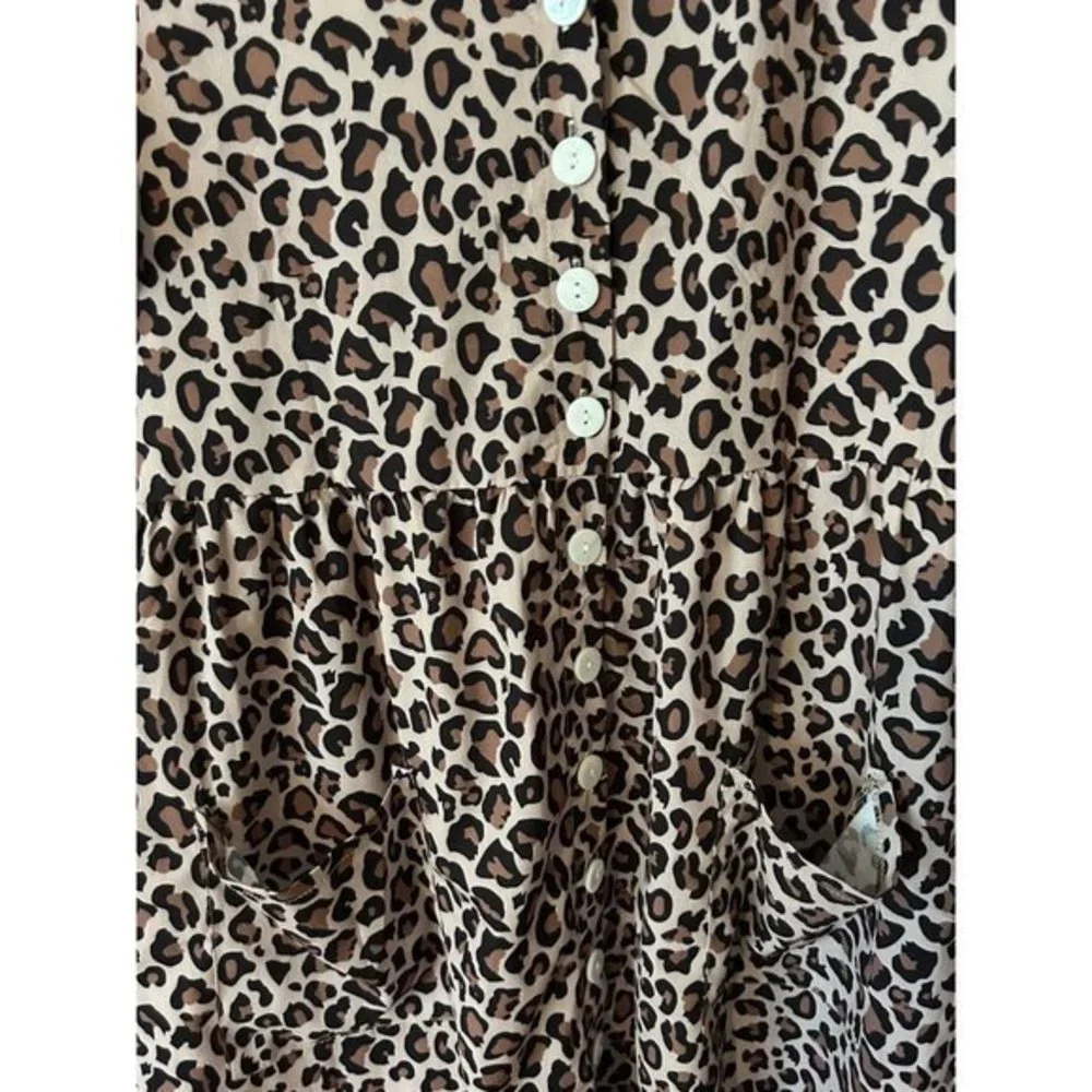 ECOWISH Animal Print Short Sleeve Button Detail Dress Women's Size Lg‎ NWT - Picture 9 of 13